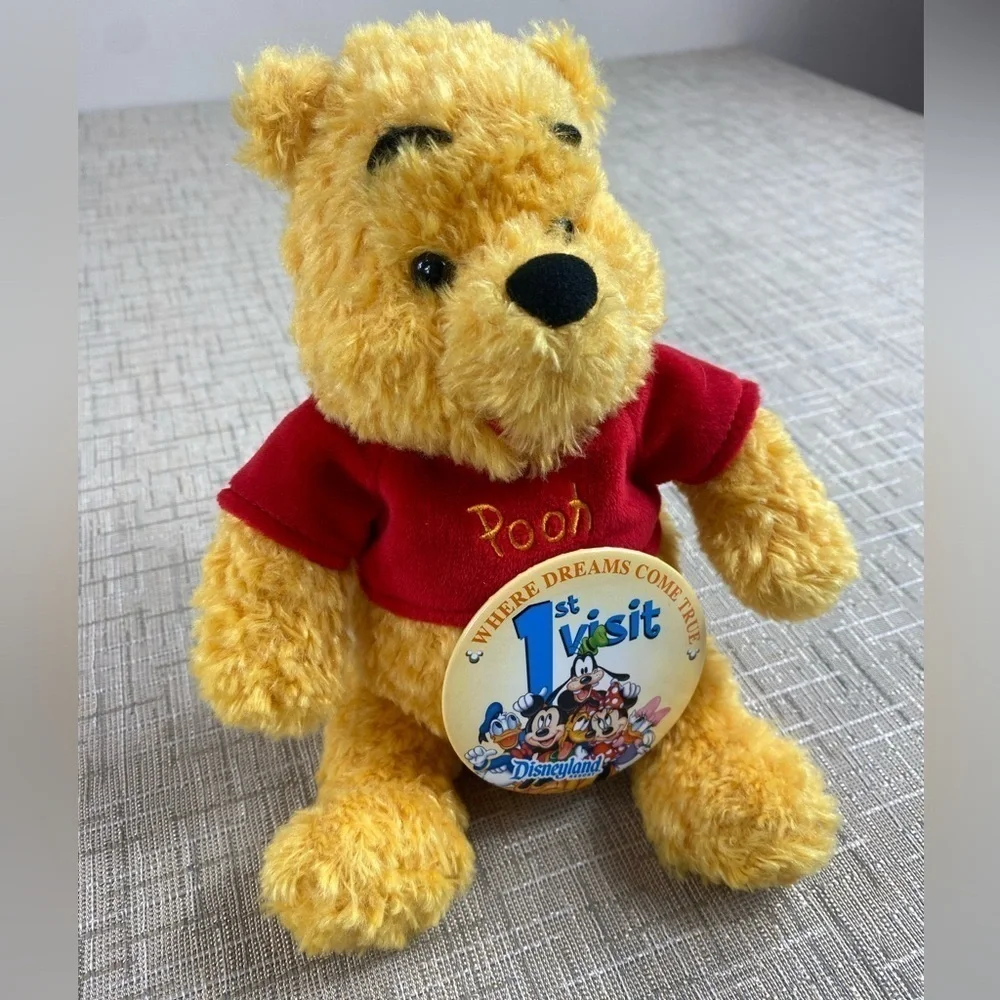 Disney‎ Parks Winnie the Pooh Stuffed Animal w/1st Visit Disneyland Pin